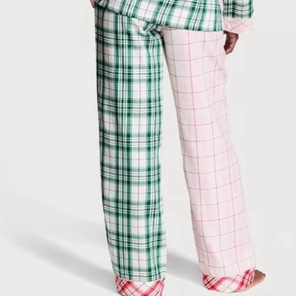 Victoria's Secret Pink/Green Two Tone Plaid Flannel Bottom Pant Women's Size M